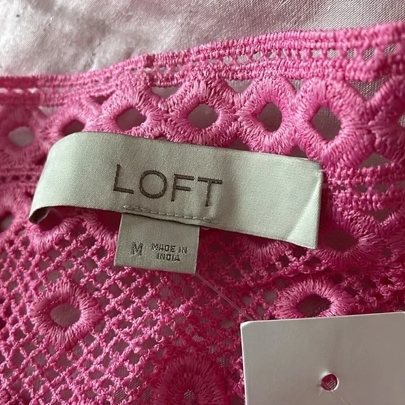 LOFT Blush Lace Accent Blouse - Picture 3 of 4